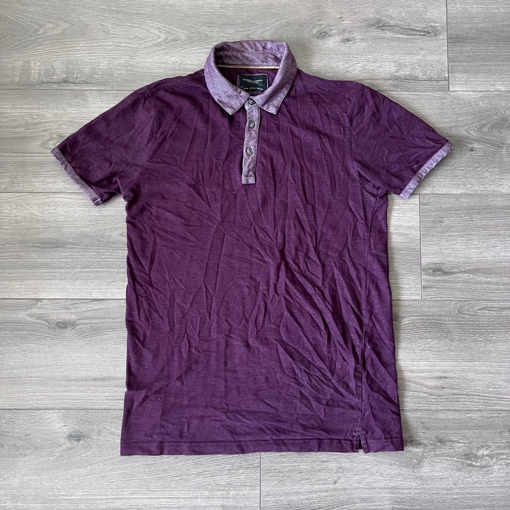 Denim & Flower Ricky Singh Mens Purple Short Sleeve Polo Shirt Medium